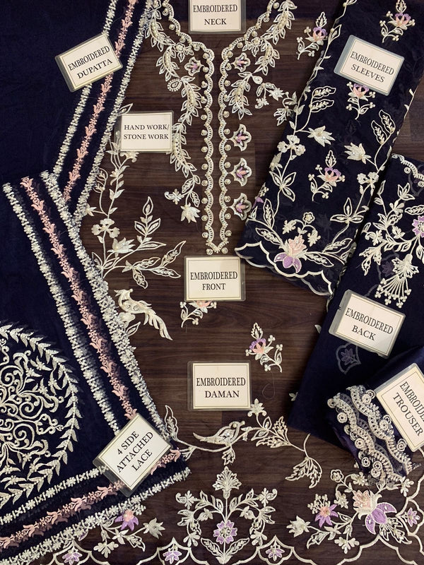 Zainab Fawad Blue Organza Formal Collection Replica