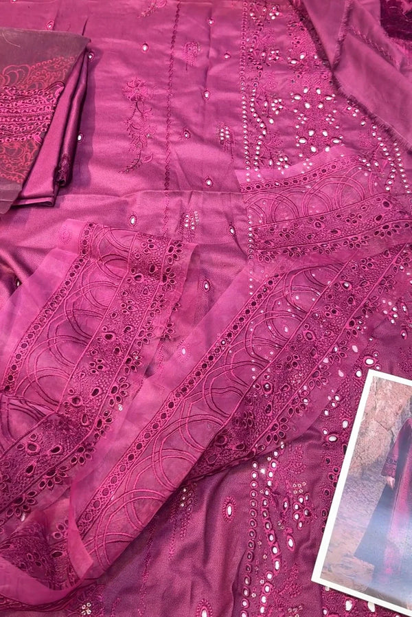 Qalamkar FP05D Dhanak Palachi Shawl (Magenta)
