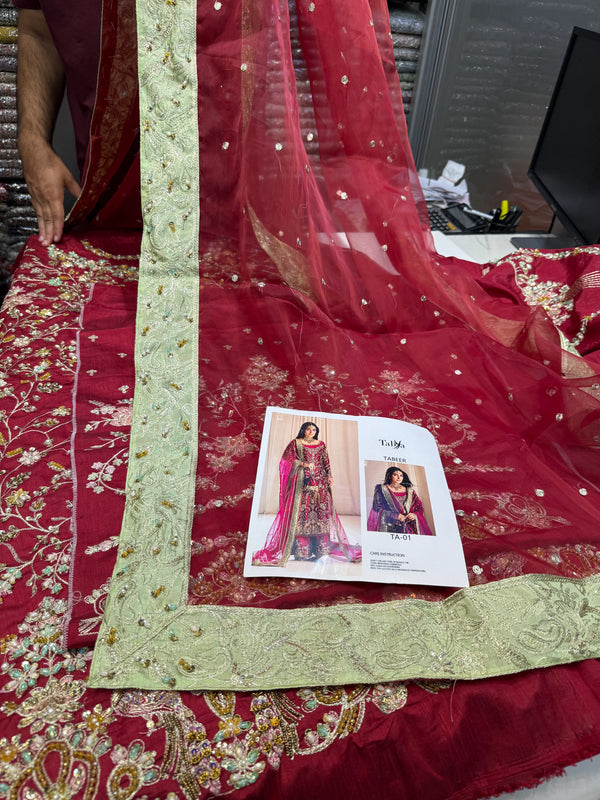 TABYA RAW SILK TABEER MEROON