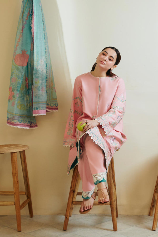 Zara Shahjahan Zimmil Pink Luxury Lawn Collection Replica