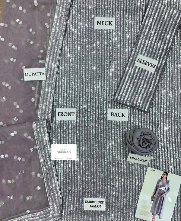 Baroque Grey Chiffon Formal Collection Replica