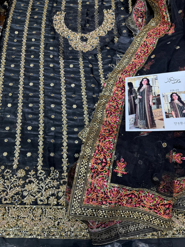 Haris Shakeel Luxe Shisha Silk โ Black & Gold Edition (3Pc)