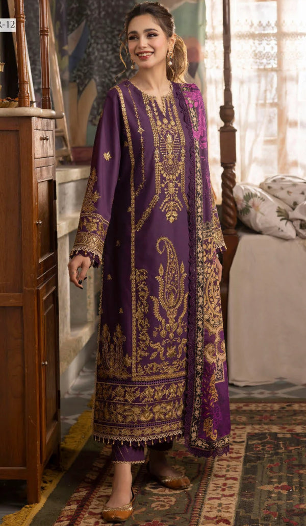 Asim Jofa Purple Luxury Lawn Collection Replica