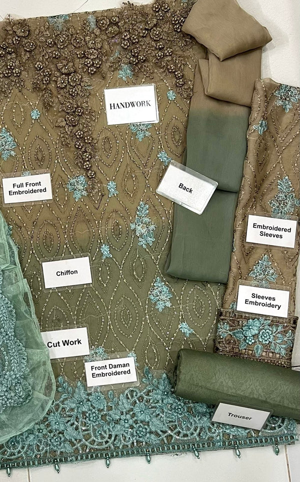 Maria B Sea Green Chiffon Formal Collection Replica