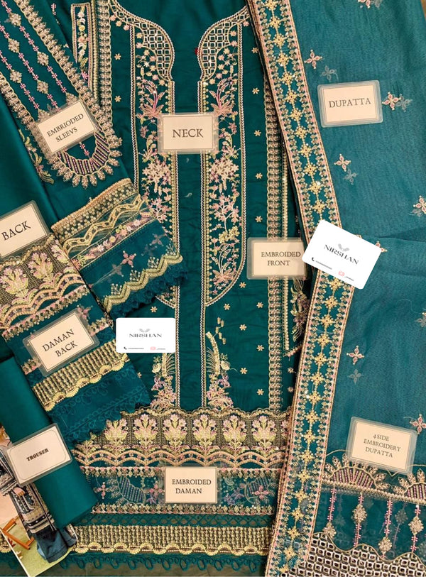 Qalamkar Blue Luxury Lawn Formal Collection Replica