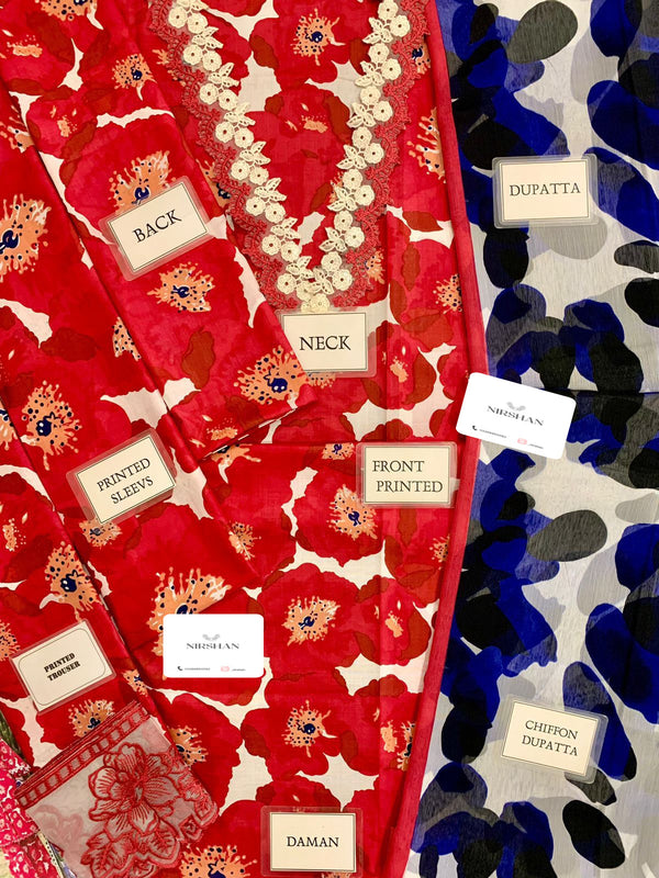 Maria B Red Luxury Lawn Collection Replica