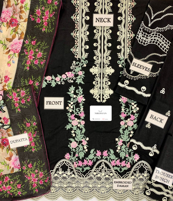 Maryum N Maria Black Luxury Lawn Collection Replica