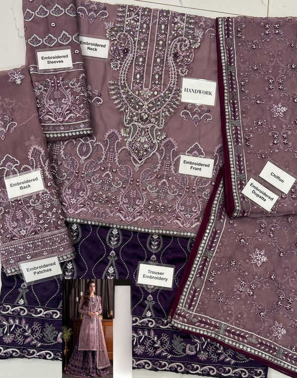 Asim Jofa Pink Chiffon Formal Collection Replica