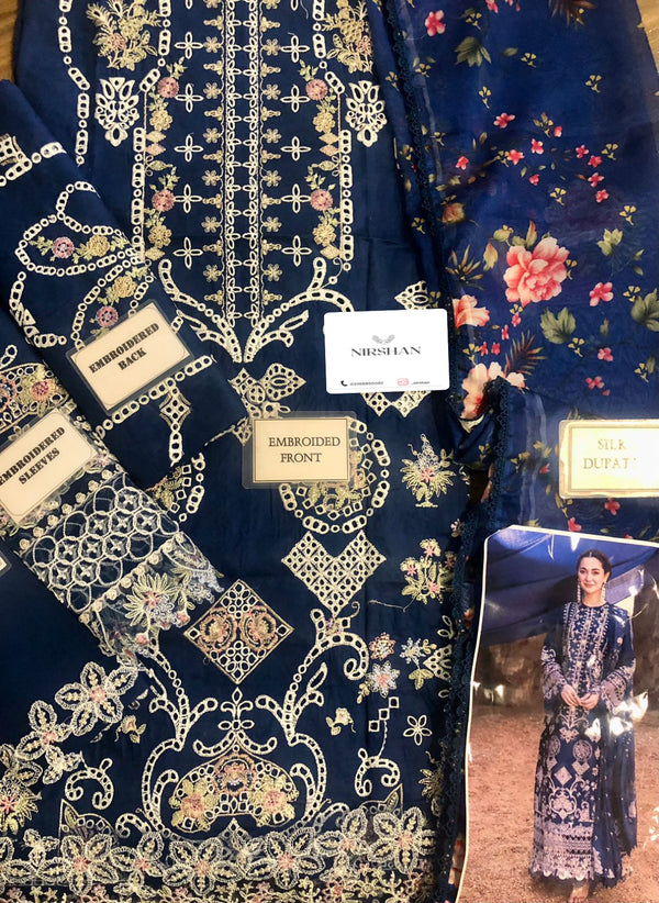 Qalamkar Blue Luxury Lawn Collection Replica