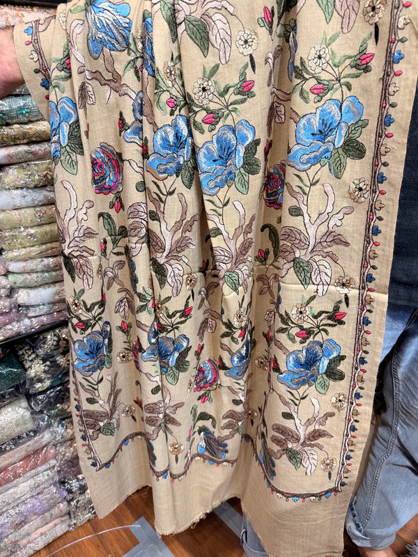 Resline Embroidered Wool Shawl