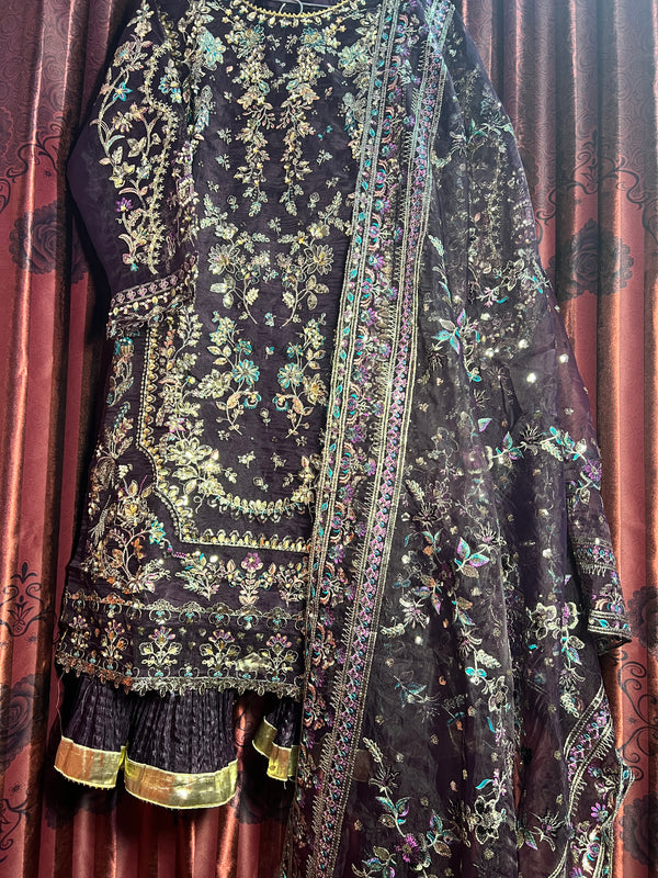 PURPLE SHIMMER ORGANZA SHARARA