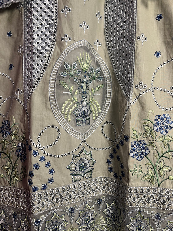PASTEL GREEN CHIKANKARI KHADDAR