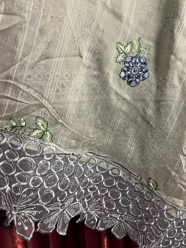 PASTEL GREEN CHIKANKARI KHADDAR