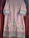 DUSTY PINK CHIKANKARI KHADDAR