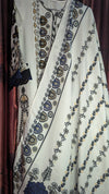 BEIGE AND BLACK EMBROIDERED KHADDAR