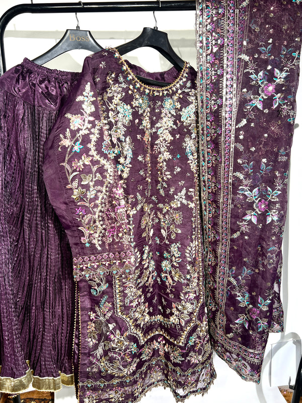 PURPLE SHIMMER ORGANZA SHARARA