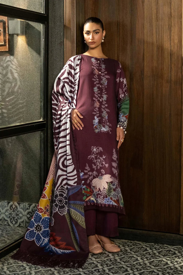 KHADDAR PRINT 3PC UNSTITCHED KH-512A MAROON