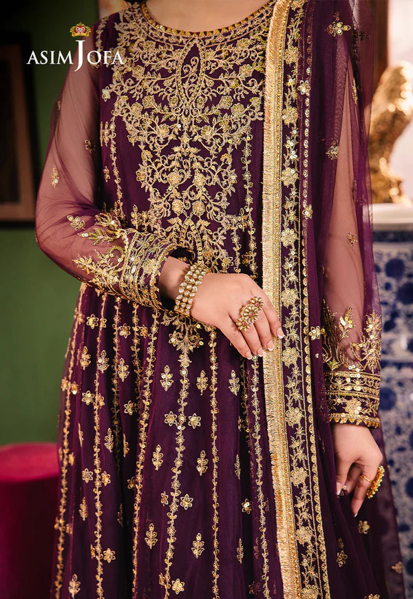Asim Jofa Purple Net Formal Collection Maxi Replica