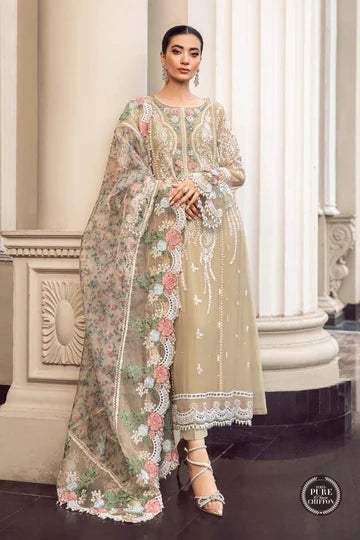 Maria B Light Brown Chiffon Formal Collection Replica