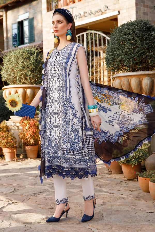 Maria B | White & Blue - Digital Printed Lawn Collection Replica