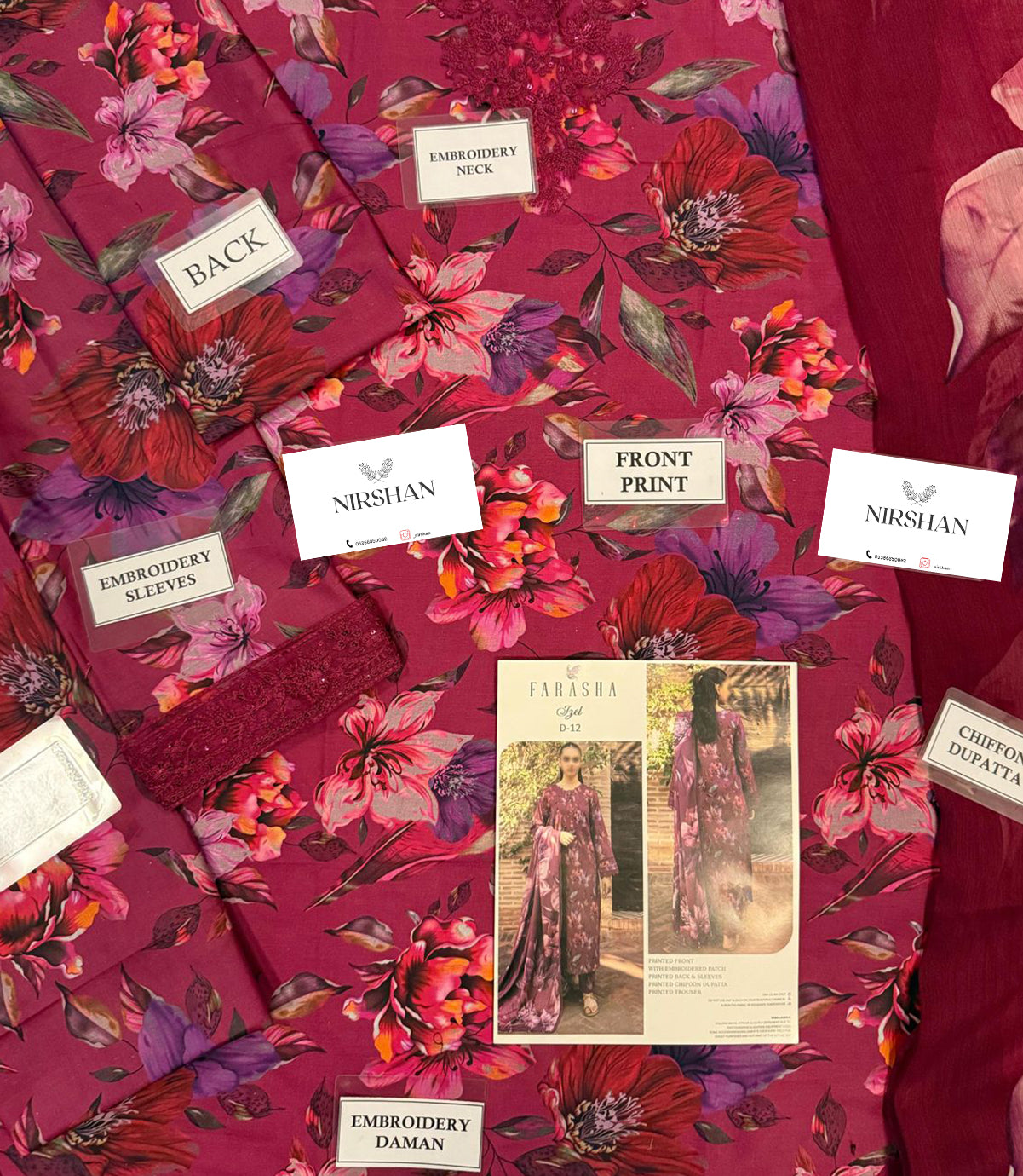 Farasha | Magenta - Printed Lawn Collection Replica