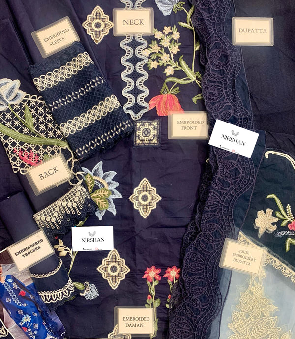 Crimson | Midnight Blue - Luxury Lawn Collection Replica