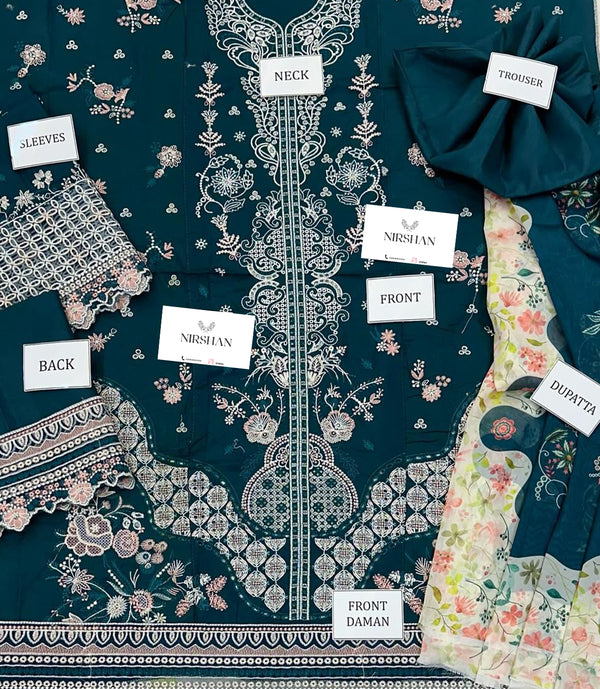 Qalamkar | Dark Green - Lawn Cotton Collection Replica