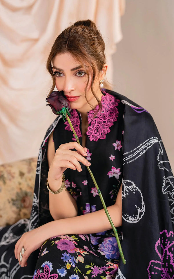 Asifa & Nabeel | Black - Lawn Collection Replica