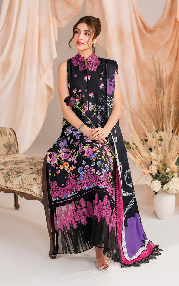 Asifa & Nabeel | Black - Lawn Collection Replica