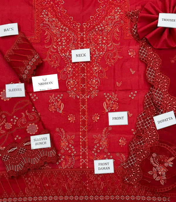 Qalamkar | Deep Red - Lawn Collection Replica