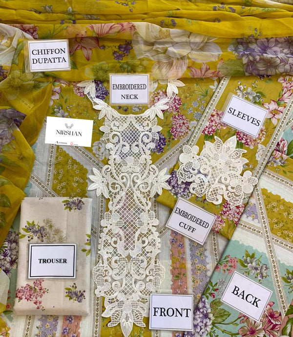 Maria B MPrint | Mustard & Pink - Lawn Collection Replica