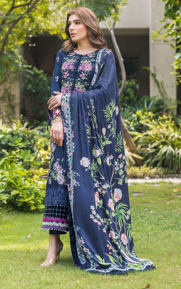 Asifa & Nabeel | Navy Blue - Lawn Collection Replica