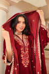 Velvet Maroon Stitched || 3PC