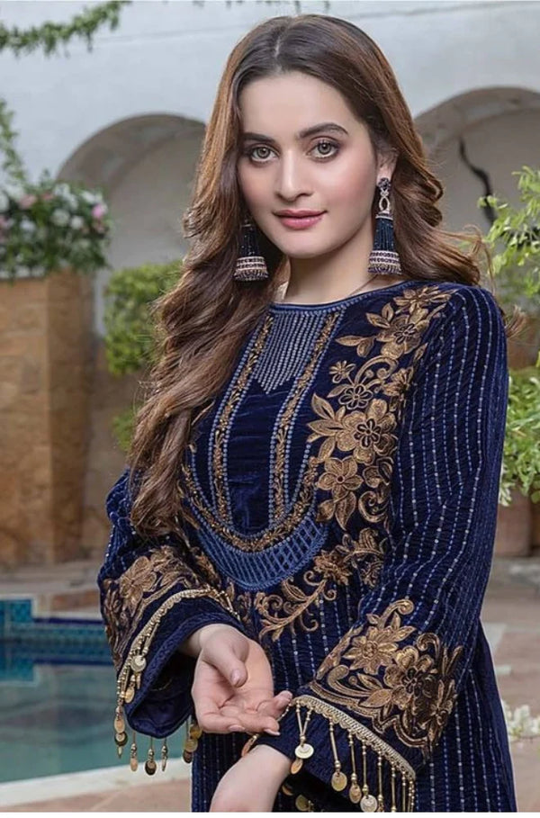 Azure Navy Blue Formal Collection Velvet Replica