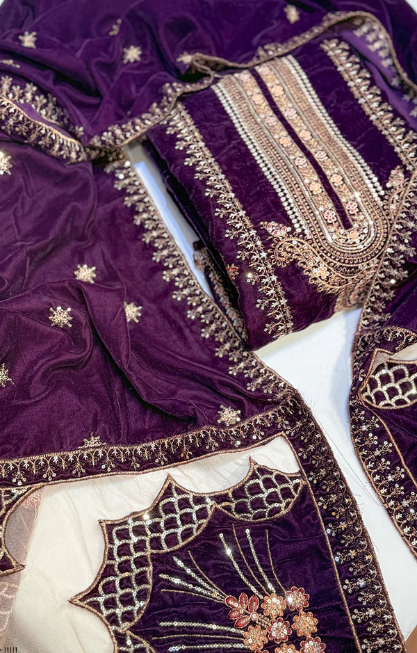 Maria.B Velvet Purple 3Pc
