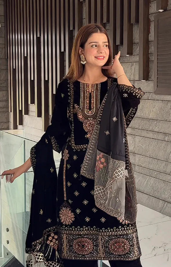 Maria.B Velvet 01 Black 3Pc