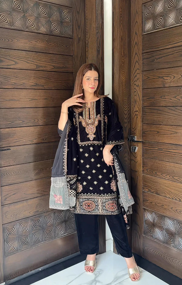 Maria.B Velvet 01 Black 3Pc