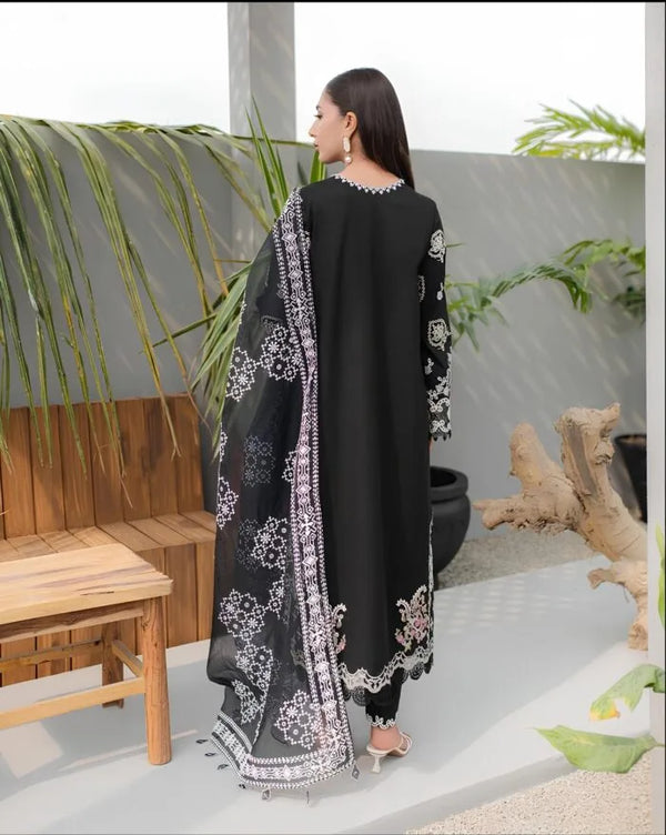 Qalamkar | Black - Luxury Lawn Collection Replica