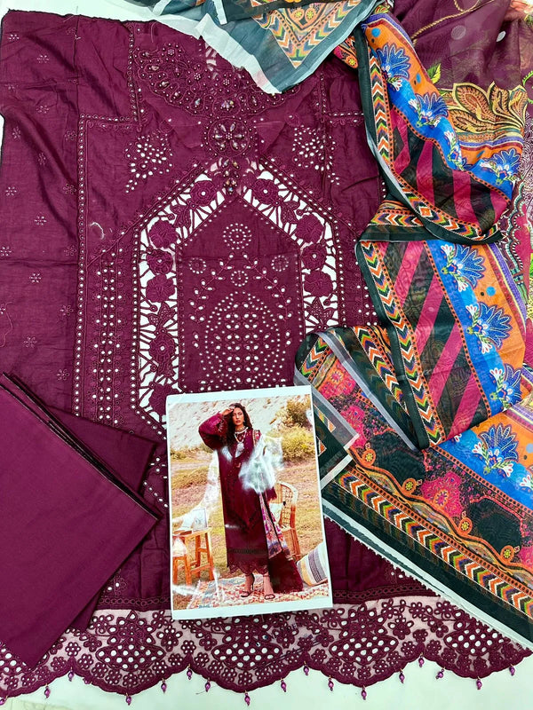 Bin Ilyas Maroon Luxury Chikankari Collection Replica
