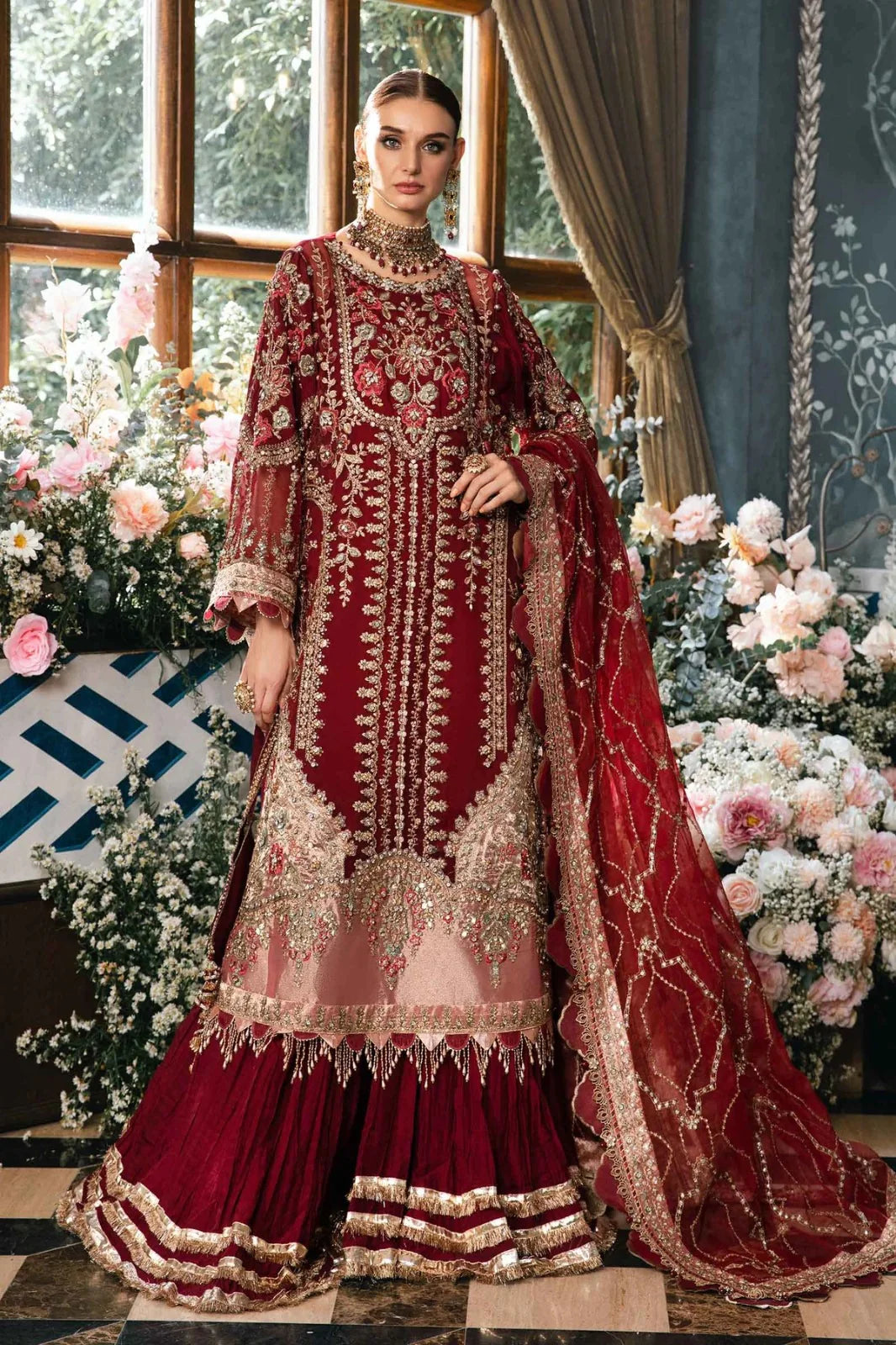 Maria B Red Organza Bridal Collection Replica Nirshan