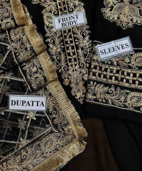 Asim Jofa Black Chiffon Collection Replica