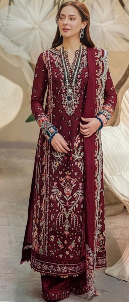 QALAMQAR LAWN FK-15 HANNAH (Maroon Edition)