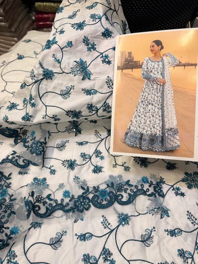 FAIZA SAQLAIN LAWN WHITE BLUE