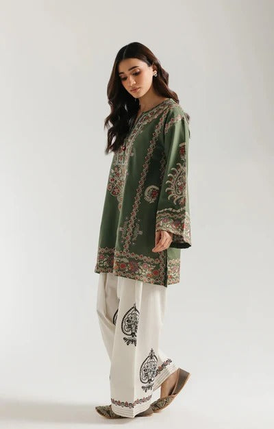 ETHNC KURTA SET TEAL 2PC