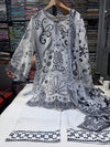 ETHNC KURTA SET WHITE MONOCHROME BLOOM