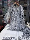 ETHNC KURTA SET WHITE MONOCHROME BLOOM