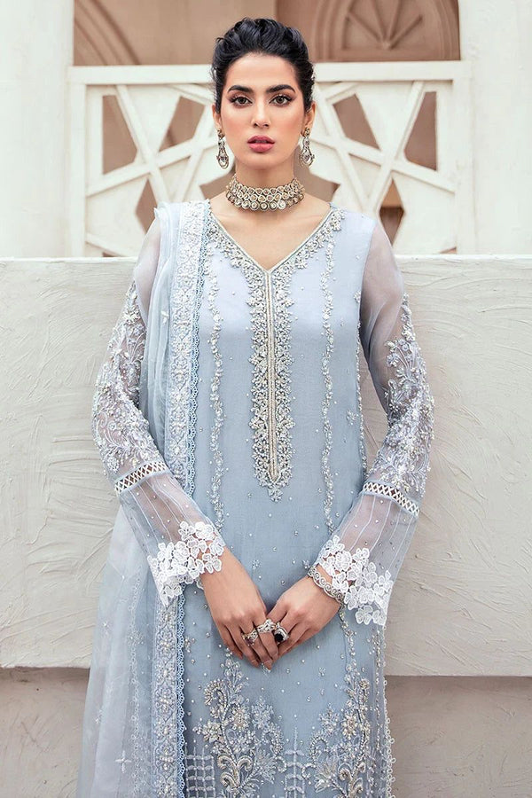 Mushq Sky Blue Organza Collection Replica