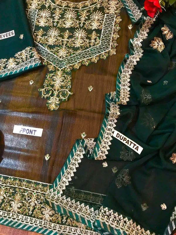 Asim Jofa Green Chiffon Formal Collection Replica