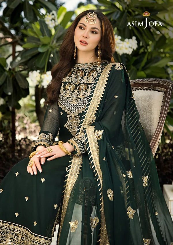 Asim Jofa Green Chiffon Formal Collection Replica