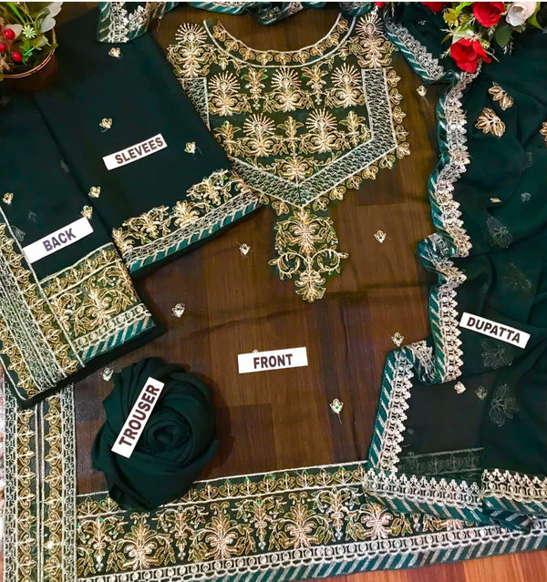 Asim Jofa Green Chiffon Formal Collection Replica